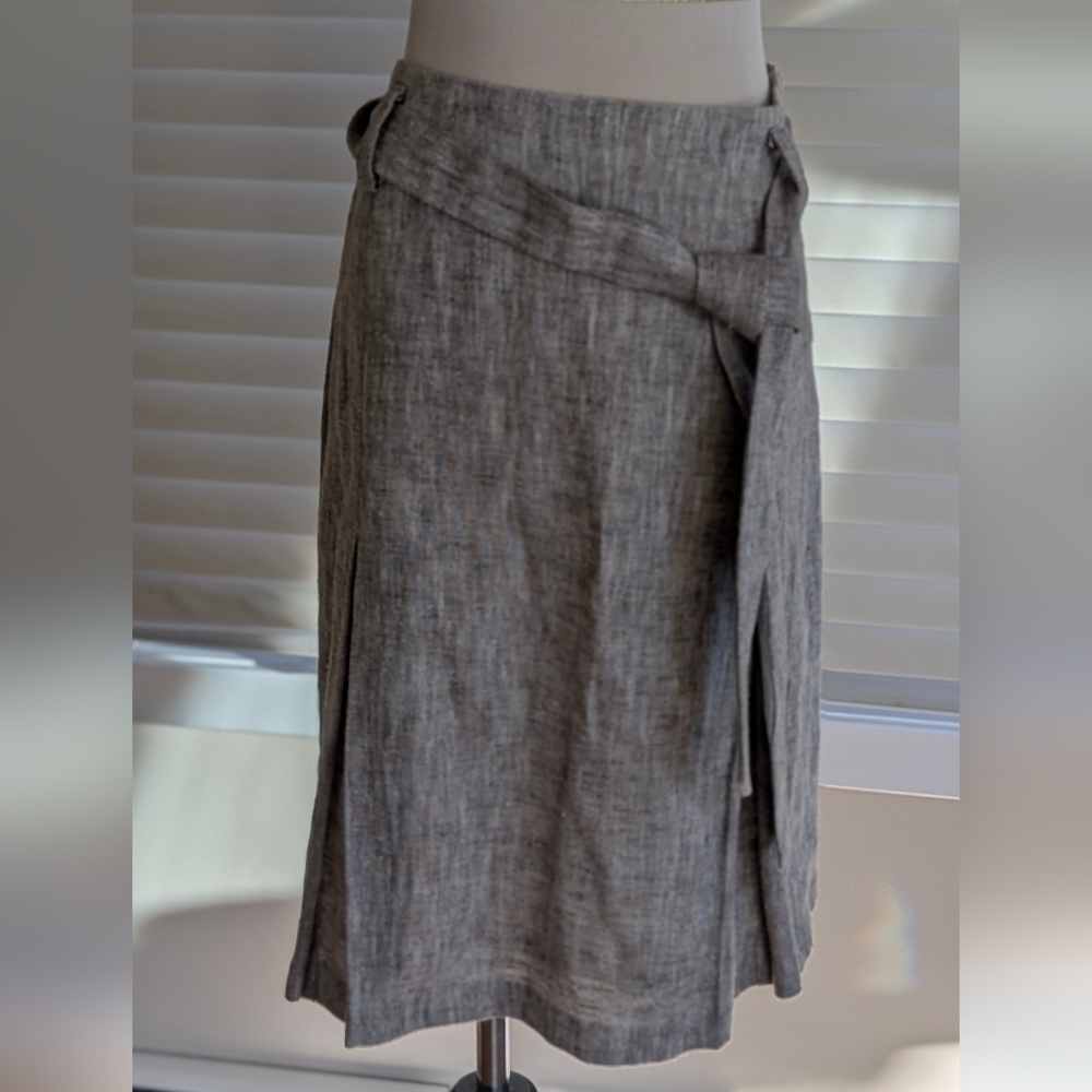 Chaiken Profile Gray High Waist Inverted Pleated Skirt with Tie Belt Sz 10 - Picture 10 of 10